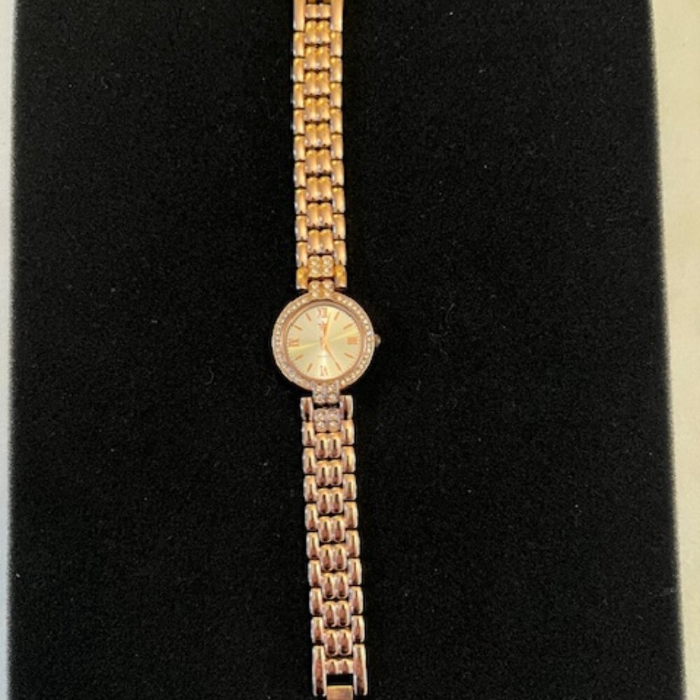 FLEUR DE LIS | Rose Gold-tone finish watch with crystal-set bezel-NEW Battery